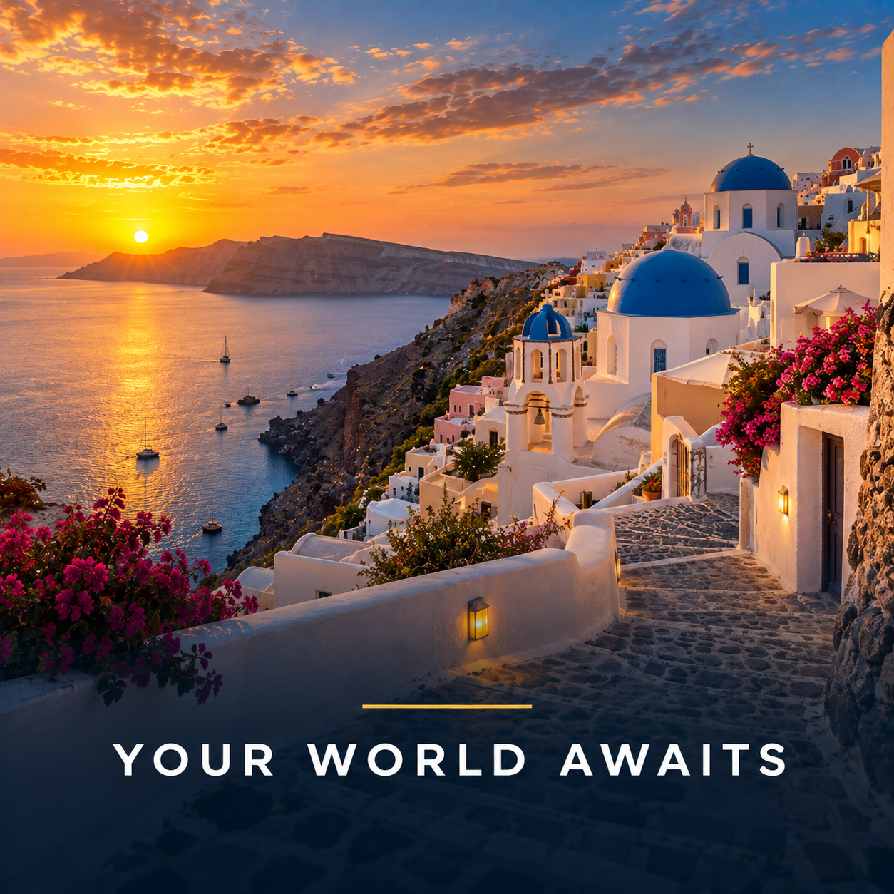 Santorini Sunset Your World Awaits