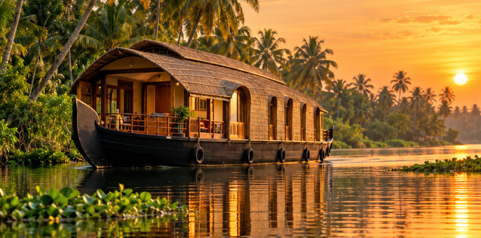 Kerala Houseboat at Golden Hour